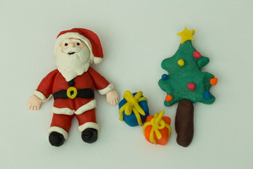 step by step making Santa Claus  with play dough for children's activity and Christmas ,nursery or kindergarten lesson plasticine concept.