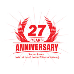 27 years logo design template. 27th anniversary vector and illustration.