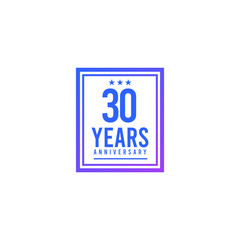 30 Years Anniversary Blue Square Design Logo Vector Template Illustration