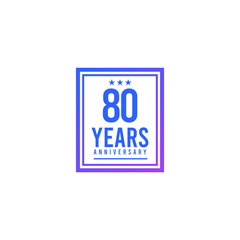 80 Years Anniversary Blue Square Design Logo Vector Template Illustration