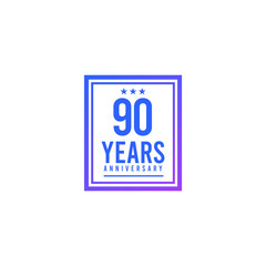 90 Years Anniversary Blue Square Design Logo Vector Template Illustration