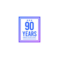 90 Years Anniversary Blue Square Design Logo Vector Template Illustration