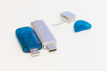 Fototapeta premium USB pen stick, white background