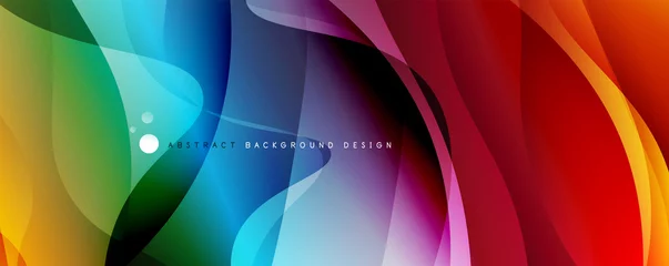Deurstickers Trendy eenvoudige vloeiende kleurverloop abstracte achtergrond met dynamisch golflijneffect. Vectorillustratie voor behang, banner, achtergrond, kaart, boekillustratie, bestemmingspagina © antishock