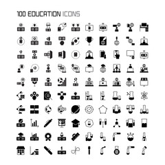 Plakat Set of Education, Study, Online Learning glyph style icon - vector