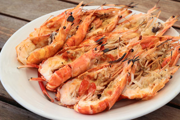 plate of fresh prawn seafood