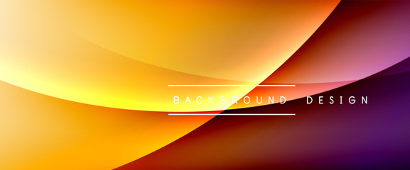 Wave liquid style lines with shadows and light on gradient background. Trendy simple fluid color gradient abstract background with dynamic straight shadow line effect