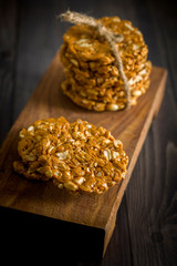 Peanuts brittle or groundnut chikki with jaggery or gachak