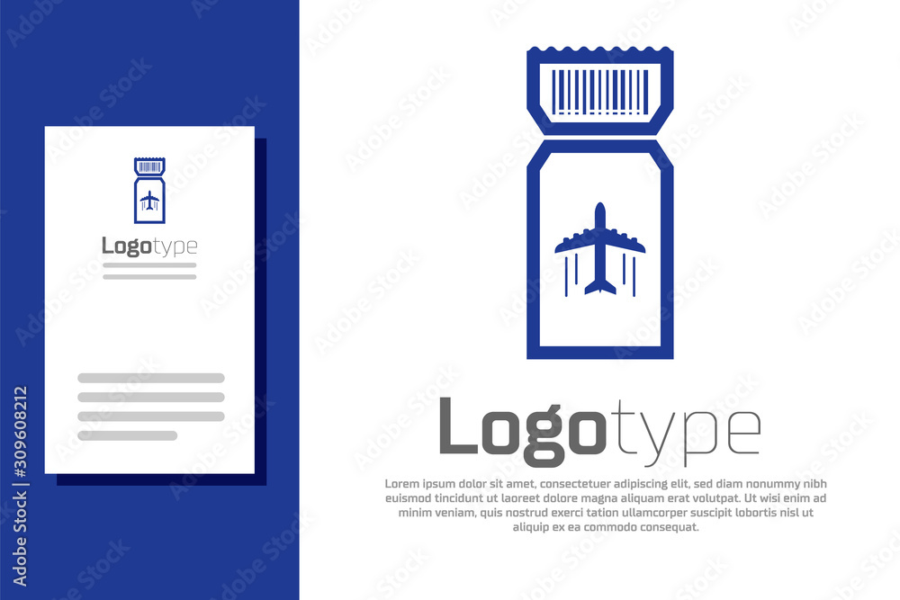 Sticker blue airline ticket icon isolated on white background. plane ticket. logo design template element. v