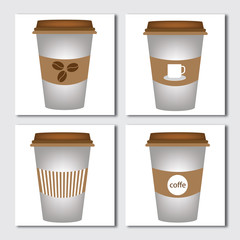 Brown and gray coffee cups set realistic vector