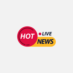 Hot News Live Label Logo Vector Template Design Illustration