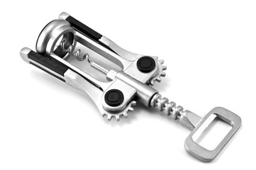 Closed corkscrew with white background