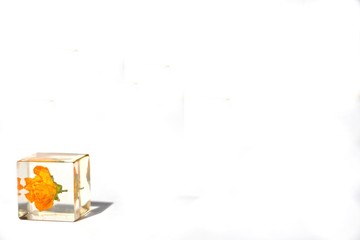 Beautiful simple yellow and white background suitable for text input. Handmade epoxy resin cube...