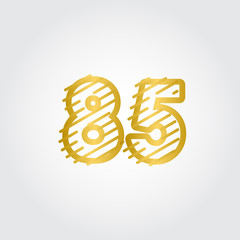 85 Years Anniversary Gold Line Design Logo Vector Template Illustration