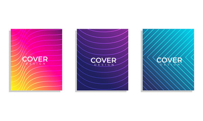 Set of three modern cover design with artsy geometric shape . Editable template and adapt to magazine , presentation , poster , background , book cover A4 size . Vector Illustration EPS 10