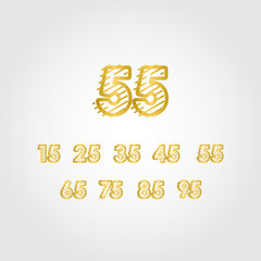 55 Years Anniversary Gold Line Design set Logo Vector Template Illustration