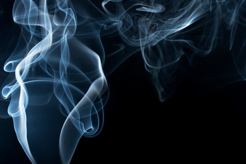 Water mist from vapor isolated over black background