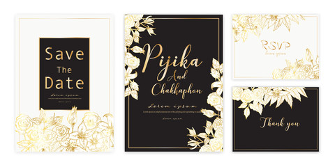 Save the date wedding card. Wedding invitation cards with hand drawn botanical. Modern card design vector illustration.