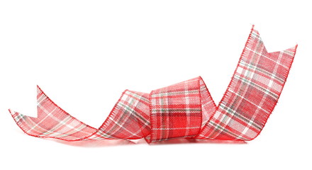 Red checkered ribbon isolated on white background