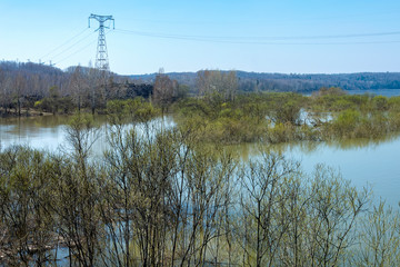 Spring flood on the Tom river