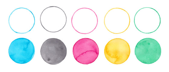 オリンピック五輪カラー、水彩まるのグラフィック素材トレースベクター