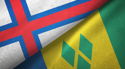 Faroe Islands and Saint Vincent and the Grenadines two flags textile cloth