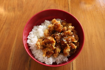 a bowl of delicious rice on the table.