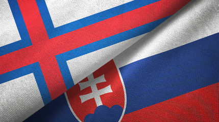 Faroe Islands and Slovakia two flags textile cloth, fabric texture