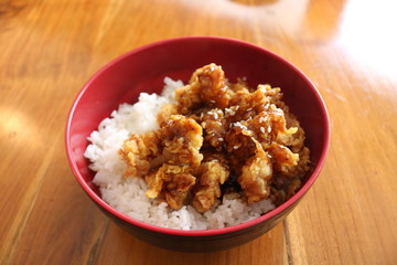 a bowl of delicious rice on the table.