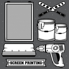 set screen printing icon vector
