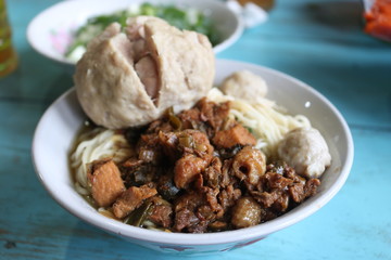 delicious chicken bakmi on the table.