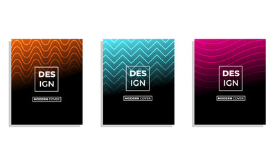 Set of three modern cover design with artsy geometric shape . Editable template and adapt to magazine , presentation , poster , background , book cover A4 size . Vector Illustration EPS 10