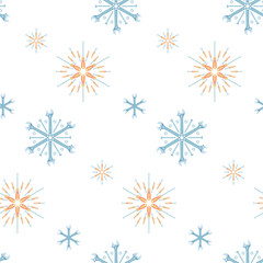Christmas seamless pattern of tools and fasteners laid out in the shape of snowflakes. Vector background.