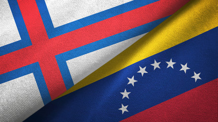 Faroe Islands and Venezuela two flags textile cloth, fabric texture