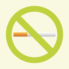 Stop smoking – quit smoking sign symbol. Real cigarette. Green vector icon II.