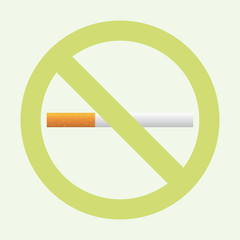 Stop smoking – quit smoking sign symbol. Real cigarette. Green vector icon. on pastel background