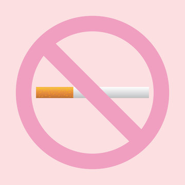 Stop smoking – quit smoking sign symbol. Real cigarette. Pink vector icon  on light pink background. Stock Vector | Adobe Stock