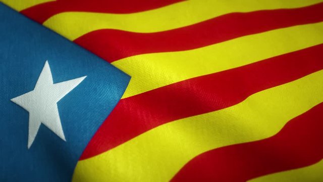 Estelada flag of the separatist movement of catalonia waving in the wind