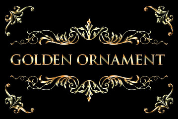 Golden ornament. Frame set.