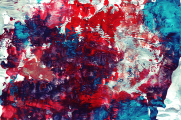 Red and blue beautiful horizontal abstract painting background