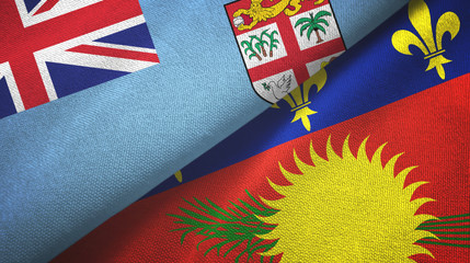 Fiji and Guadeloupe two flags textile cloth, fabric texture