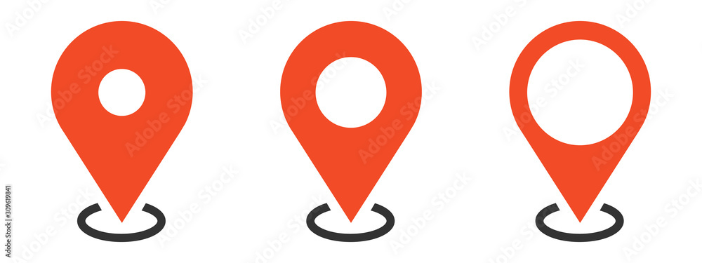 Poster set of vector location symbol. pin icon in flat style. pointer icon isolated