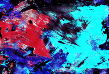 Red and sky blue horizontal abstract painting background