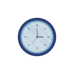 Blue clock vector icon isolated on white background.