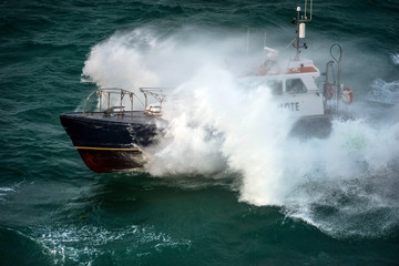 incredible view of a pilot boat in the storm © Image'in