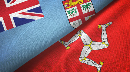 Fiji and Isle of Mann two flags textile cloth, fabric texture