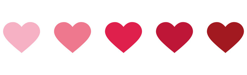 Set of pink hearts icons. Vector illustration