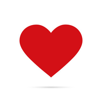 Red heart icon in flat style. Isolated on a white background.
