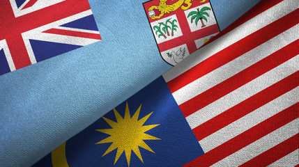 Fiji and Malaysia two flags textile cloth, fabric texture