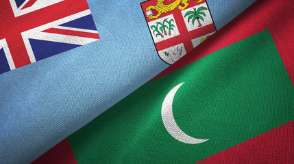 Fiji and Maldives two flags textile cloth, fabric texture